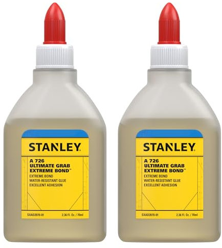 Stanley Pegamento adhesivo de poliuretano multiadherente, 2 x 2.4 onzas líquidas, curado rápido para carpintería, plástico, madera, manualidades de metal y pasatiempos, transparente, 2.36 onzas