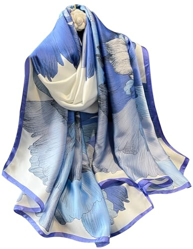 NUWEERIR Womens 100% Large Mulberry Silk Scarf Long Satin Scarf Fashion Lightweight Wraps