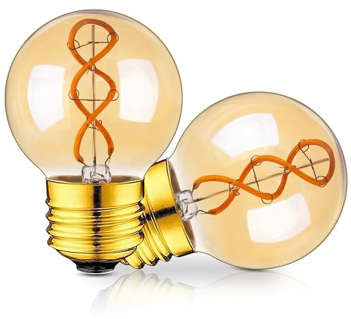 Genixgreen Dimmbar E27 LED Bulb 3W Vintage Glühbirne Ersetzt 30Watt G16.5 Glühlampen Antique Spiral LED Filament Light Bulb,200K Warimweß Retro Edison Led Birnen 2200K, 2er Pack
