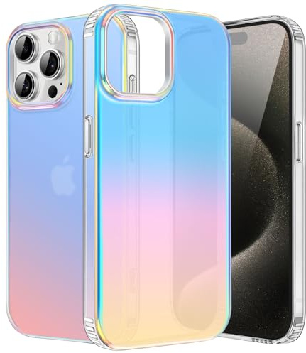 ÁRBOLORO Hülle für iPhone 15 Pro Max Bunt Handyhülle, Irisierend | Fluoreszierende Farbverlauf Schutzhülle, Irisierender Farbwechsel, Regenbogen Look, Stoßfeste Kratzfest