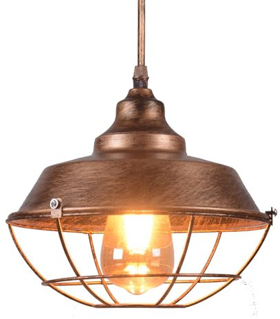 TWSXTE E27 Innenbeleuchtung Pendant Vintage industrielle Hängelampe Käfig Deckenleuchte Hängeleuchten Anhänger Lampe Käfigleuchte Leuchte (ohne Glühbirne)