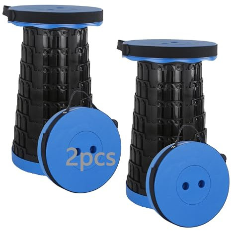 HVDHYY 2pcs Sgabello Pieghevole Campeggio, Max Capacità di Carico 215kg/ 470pound, 7 altezze regolabili, Sedia Portatile, Escursionismo, Pesca, Viaggi, BBQ, Giardino, Esterno, Interno Blu