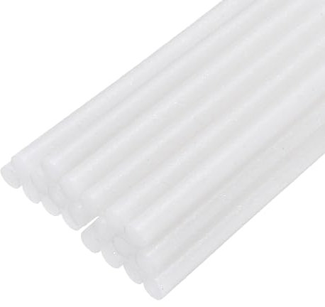 QUARKZMAN 20pz Stick Colla a Caldo per Pistola Colla a Caldo 7mm x 100mm/0,27 x 4 Mini Bastoni di Colla a Caldo Adesiva Bianco Glitterato