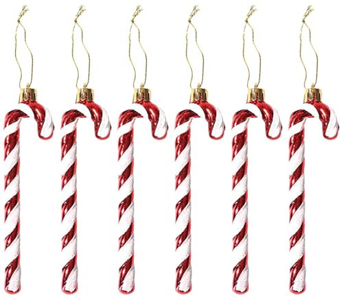 6 Stück Zuckerstangen Deko,Zuckerstangen Weihnachtsbaum,Weihnachten SüßIgkeiten Weihnachtsdeko,Weiß Rot Anhänger Baumschmuck,Christbaumschmuck Ornamente,Zuckerstange Weihnachts Kissen,Candy Cane