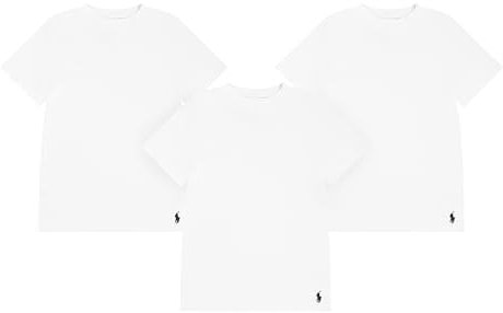 POLO RALPH LAUREN Boys' Multi-Pack Short Sleeve Undershirt, White 3-pack, L