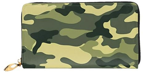 KadUe Camo Woodland Camoflage Geldbörse aus Leder, modisch, mehrere Fächer für Karten und Bargeld, Kreditkarten, Schwarz , Einheitsgröße, Zeitgenössisch
