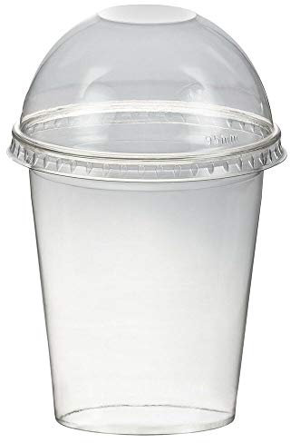 VEPATIM 50 Smoothiebecher Dessertbecher + Domdeckel 300 ml Ø95mm PET glasklar