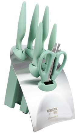 Rockingham Forge Greenworks 7 Piece Knife Block Set Green