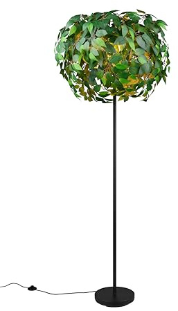 lightling Stehlampe Lea, Schirm aus Kunststoffblättern in Grün, mit Fußschalter, exkl. 3 x E14 max. 28W, Höhe 180 cm, Ø 70 cm