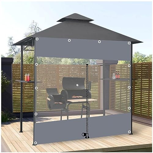 Tenda resistente impermeabile per esterni, trasparente, con cerniera, pannelli laterali per pergola, gazebo, portico, patio, 5 x 2 m
