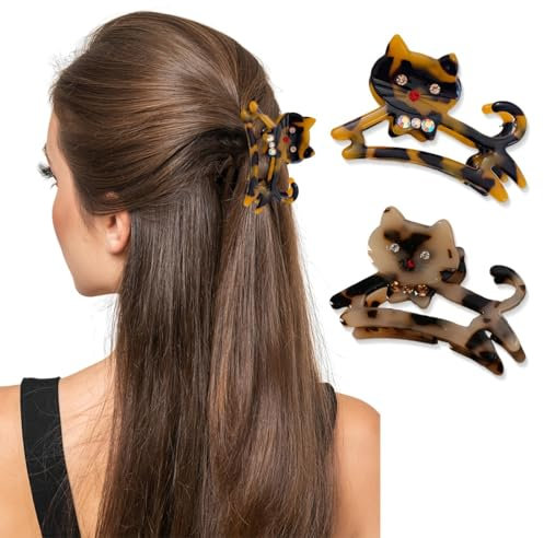 Pinces à Cheveux, épingle à Cheveux Chat, Petites Pinces à Cheveux pour Femme, Pinces à Cheveux Rectangulaires pour Cheveux Carrées pour Cheveux pour Femme (imprimé léopard)