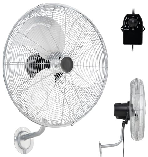 RELAX4LIFE Ventilador de Pared Ø56cm con 3 Velocidades, Rotación Horizontal 85° y Vertical 30°, Ventilador Industrial Oscilante 120W con Marco Metal y Pala de Aluminio para Almacén/Fábricas (Plateado)