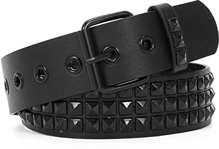 WERFORU Ceinture Punk Cloutée - Ceinture Rock Gothique avec Rivets Carrés Métalliques pour Femme/Homme Jeans & Pantalons