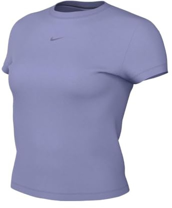 Nike Damen Chill Knit Mid Crop T-Shirt, Lilac Ice, M