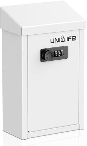 Uniclife Cassetta Portachiavi da Esterno in Metallo con Serratura a Combinazione, Scatola Raccolta Fondi e Suggerimenti, Buca per Lettere con Fessura Superiore, Cassetta Sicura per Contanti Casa