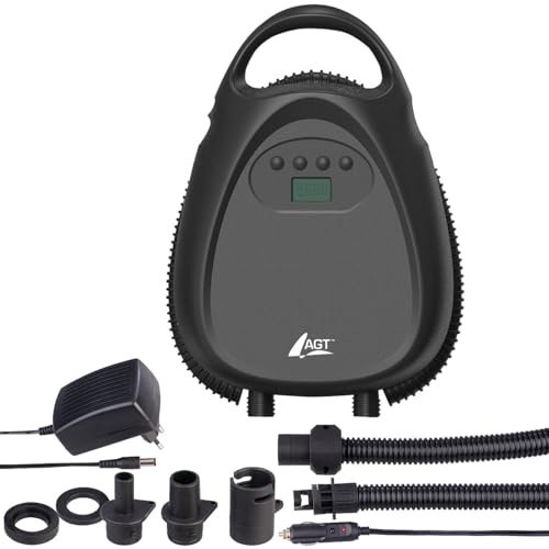 AGT SUP-Pumpe 12V: Akku-Luftpumpe für SUP-Boards, 70 l/Min., 12 V, 1,38 bar/20 psi (SUP Pumpe elektrisch Akku, Elektro Luftpumpe SUP-Board)