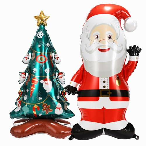 Kesote Luftballons Weihnachten Deko 2x Groß Ballon Weihnachtsbaum Nikolaus | XXL Helium Ballons Party Folienballon Set