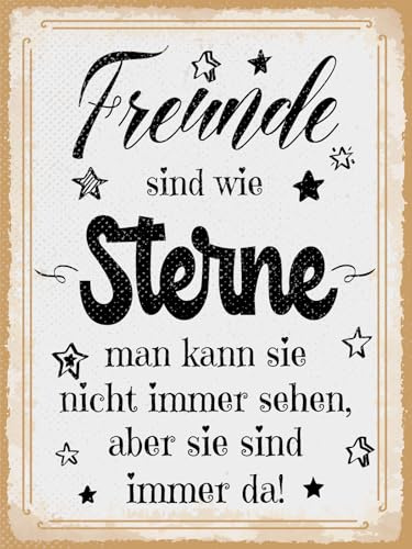 vianmo Blechschild 40x30 cm Freunde sind wie Sterne sie sind immer da Deko Geschenk Schild