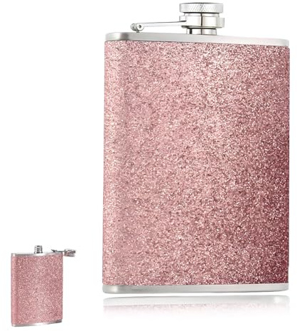 8oz Hip Flask, Portable Hip Flasks for Women & Men - Sparkling Pocket Alcohol Flask, Premium Ladies Decorative Bottle for Camping, Hiking, Party