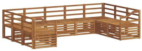 vidaXL Sofagarnituren 9 pcs Natur Massivholz Akazie, Moderne Gartenbank, strapazierfähige Eckmöbel für draußen, gemütliches Loungeset für Terrasse und Patio