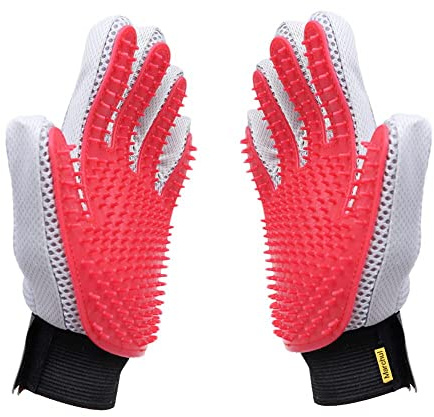 Marchul Fellpflege-Handschuh mit 260 Spitzen, Hundepflegebürsten-Handschuh, Massagehandschuh für Katzen & Hunde, langes & kurzes Haar, Tierhaarentferner für Katze & Hund (1 Paar)