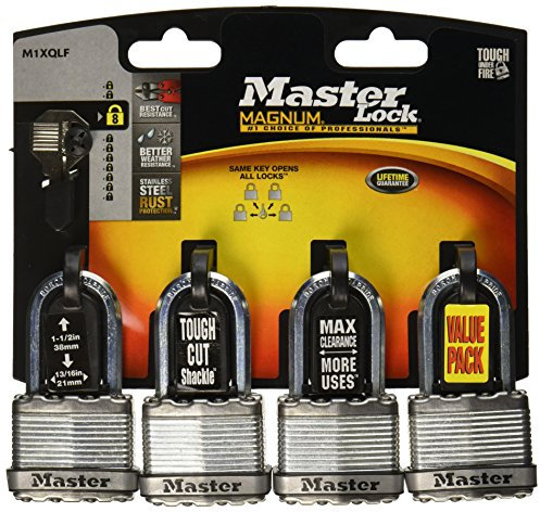 Master Lock M1XQLF Magnum Candado con llave, 4 unidades, 1-3/4 MAG LG Candado