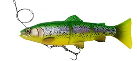 Savage Gear 4D Line Thru Trout - Gummiforelle Gummifisch, Farbe:Firetrout, Länge/Gewicht/Schwimmverhalten:20cm / 98g / moderat sinkend