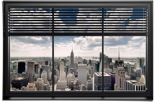 REINDERS Poster, New York Fenster, Schlafzimmer, Poster, Wanddeko, Room Decor, 150 gr. glänzend Bilderdruckpapier, Mehrfarbig, 61x91,5cm