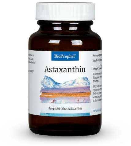 BioProphyl® Astaxanthin - 8 mg reines Astaxanthin als Extrakt aus Heamatococcus pluvialis mit Vitamin E zum Schutz der Zellen vor oxidativem Stress - 60 pflanzliche Kapseln für 2 Monate
