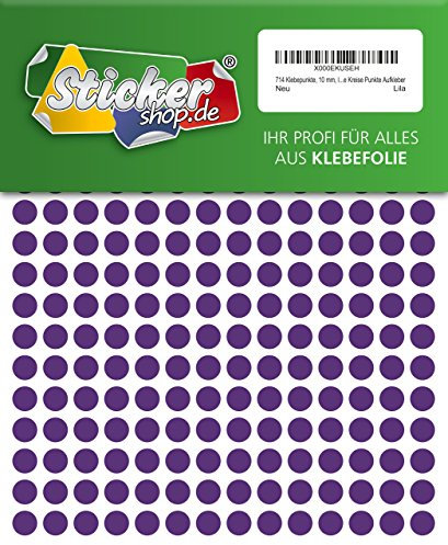 714 Klebepunkte, 10 mm, lila, aus PVC Folie, wetterfest, Markierungspunkte Kreise Punkte Aufkleber