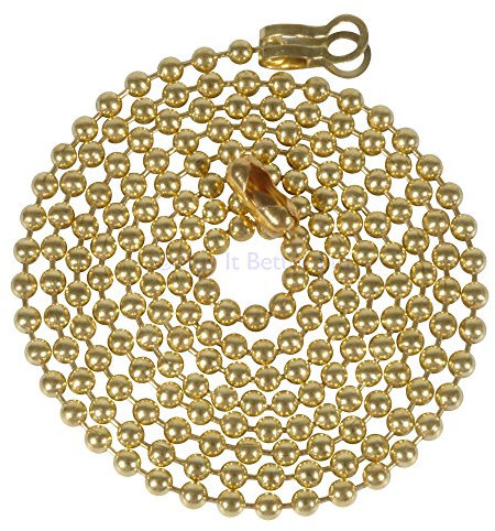 Brass Ball Chain Extension with Connectors for Ceiling Light Pull Switch - 800mm/80cm/31 Length, 3.5mm Ball Dia. - can Also be Used for Ceiling Fan