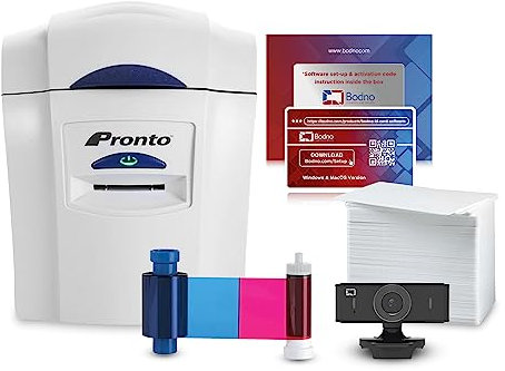 Bodno Magicard Pronto Id Card & Supper Zubehör-Paket mit Id Software, Kamera, 300 Karten und 300 Drucken Band Drucker Magicard Pronto ID-Kartendrucker und Super-Zubehör-Paket mit Kamera