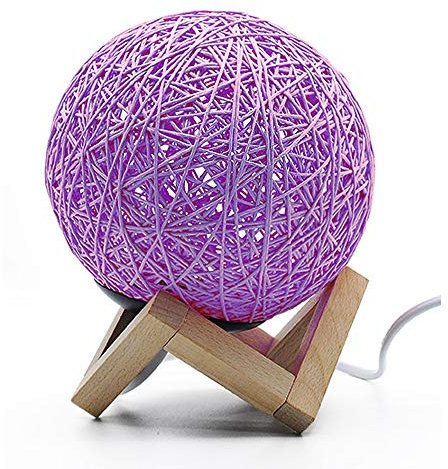 Luna Lampada Led DINOWIN USB Dimmerabile Lampada da tavolo decorativa LED Mood Lights per Camera da Letto Illuminazione Speciale Lampada da comodino Rattan Ball Lampada da tavolo (Porpora)