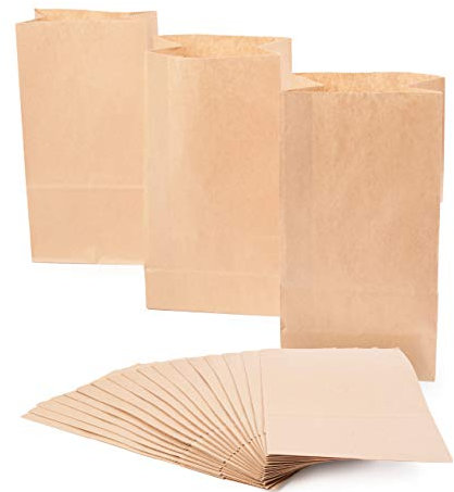 MATANA 100 Braune Papiertüten Kraftpapier, 24x13x8cm - Adventskalender, Geschenktüten, Partytüten, Kekstüten, Plätzchentüten, Süßigkeiten - Stabil