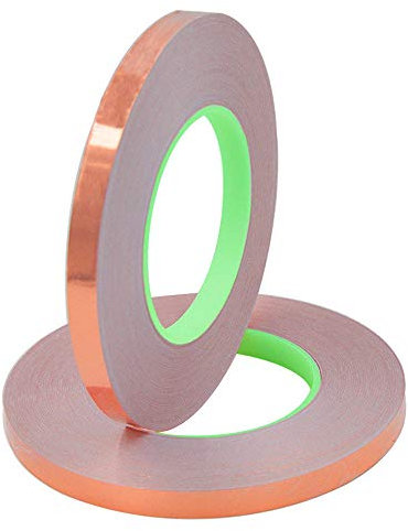 Senven Doppelseitiges Kupferfolien-Abschirmband - Doppelseitig leitfähig - (50 m × 10 mm) × 2 - EMI- und HF-Abschirmung, Papierschaltungen, elektrische Reparaturen, Löten - 2er Pack