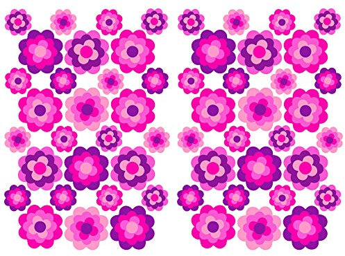Finest Folia 56 Hippie Aufkleber Blumen Sticker selbstklebend Flower Power Dekor für Auto Fahrrad Bus Wände Möbel Retro Style 70er Jahre Kult (Pink, Glanz (R063))