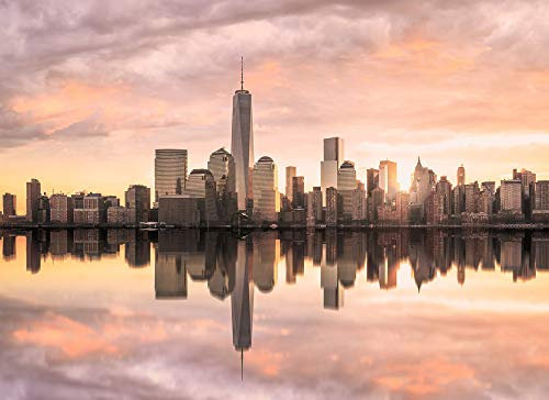 Livingwalls 118680 Non-Woven Wallpaper with New York Skyline Design Walls, Brown, Cream, Yellow, Orange, Pink, Taupe 350 x 255 cm XXL Wall Mural