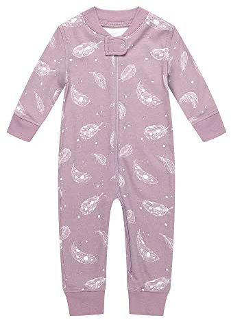 Owlivia Baby Schlafstrampler aus Bio Baumwolle, für Mädchen und Jungen, Langarm (Feder, 6-12 Monate)