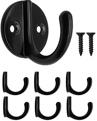 Fuxxer® 6x Garderoben-Haken, Handtuch-Haken, Eisen-Haken, schwarz, 6er Set,