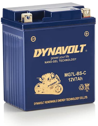 DYNAVOLT - NANO-GEL MG7L-BS-C Motorradbatterie 12V 7Ah 200A. Ersetzt YTX7L-BS. Maße: 113x69x130mm. Wartungsfreie Motorradbatterien mit Nano-Gel-Technologie. Ideal für Rennmotorräder