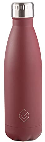 Greenfield Collection 500ml Water Bottle; BPA Free Double Walled Stainless Steel Vacuum Insulated Water Bottles - 12 Hours Temp Controlled - Leakproof Sports Flask Great for Work, Gym, Travel - Red