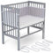 FabiMax Baby Beistellbett für Boxspringbetten, stufenlos höhenverstellbar, Buchenholz massiv, grau lackiert (Matratze Classic, Weiße Sterne)