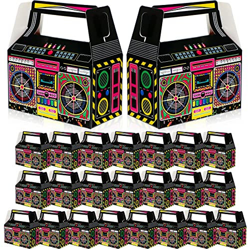 Zonon 24 Stück 80er 90er Jahre Neuheit Boom Geschenkboxen 80er 90er Thema Retro Radio Geschenkschachteln Deko Hip Hop Thema Tischdeko für Geburtstag Musik Retro Thema Party Zubehör (Neue 90er)