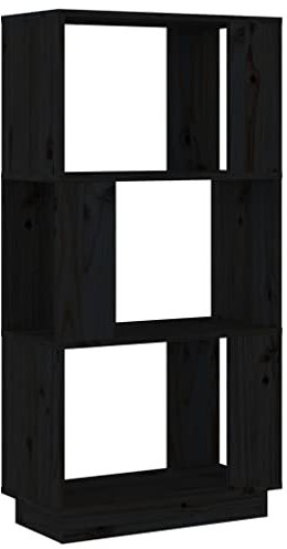 vidaXL Bücherregal Raumteiler Standregal Aktenregal Wandregal Regal Raumtrenner Aufbewahrung Büroregal Schwarz 51x25x101cm Massivholz Kiefer