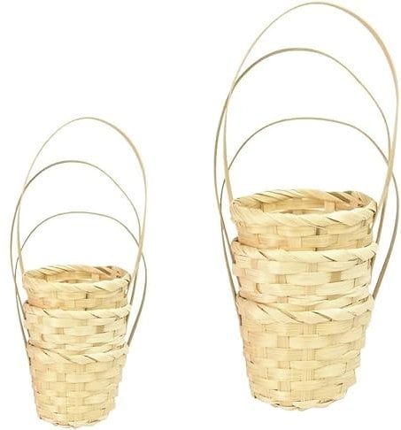 DECARETA Mini Woven Baskets With Handles,6 Pcs Flower Girl Basket,Hand-Woven Flower Baskets Small Basket with 2 Size for Hanging Decoration,Storage,Wedding Party Decor