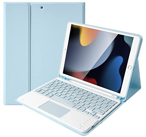 Lively Life Bluetooth Keyboard Case with Touchpad for iPad 10.2 9th 2021/8th 2020/7th Generation 2019, iPad Air 3 2019, iPad Pro 10.5 2017, Built-in Pen Holder, Detachable Wireless Keyboard - Blue