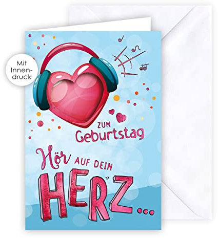 KE - Humorvolle Geburtstagskarte mit Innendruck, DIN B6 Format, inklusive Umschlag, perfekt für besondere Anlässe und Feiern, Motiv: Herz