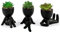 Laelfe 3 Pcs Plantes Succulentes Artificielles avec Pot en Céramique Noire de Forme Humaine, Fausses Plantes Vertes Décoration pour Décoration Bureau, Balcon, Salon