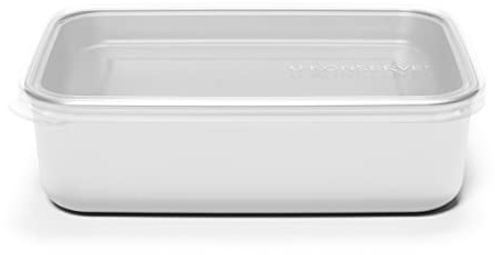 U Konserve - Recipiente rectangular de acero inoxidable para alimentos con tapa de silicona - Transparente - 45oz / 1,35l