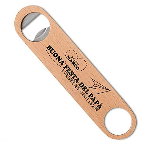 Buona Festa del Papà Apribottiglia in Legno Personalizzabile con Nomi Idea Regalo Festa del Papà 2023 Nonno Natale Compleanno Cavatappi Birra Beer Opener Durevole Casa Cucina Bar Relax Babbo